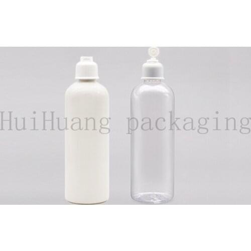 30pcs 300ml white clear Empty Round PET Bottles With Flip Top Cap Cosmetics 300cc Travel Size Jars Ltion Plastic Bottles