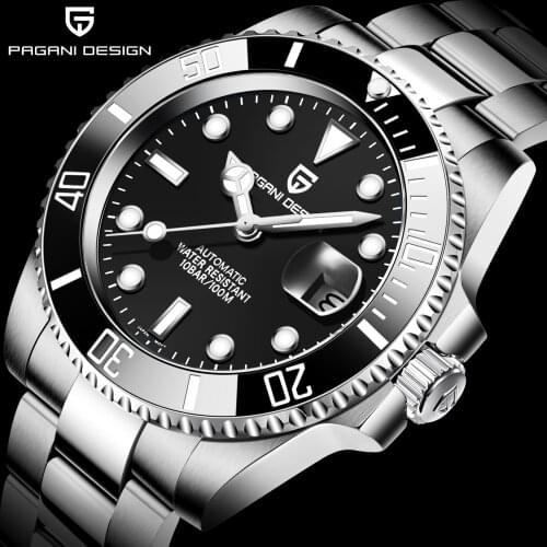 PAGANI DESIGN 2021 Business Black 40mm Mens Stainless Steel Sapphire NH35 Movement Mechanical Waterproof Wristwatch Watch