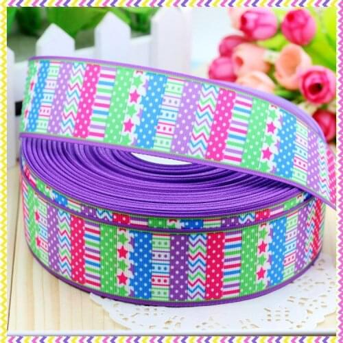 DHK 1-1/2'' 5yards dot chevron stars printed grosgrain ribbon headwear hair bow diy party decoration wholesale OEM 38mm C1348