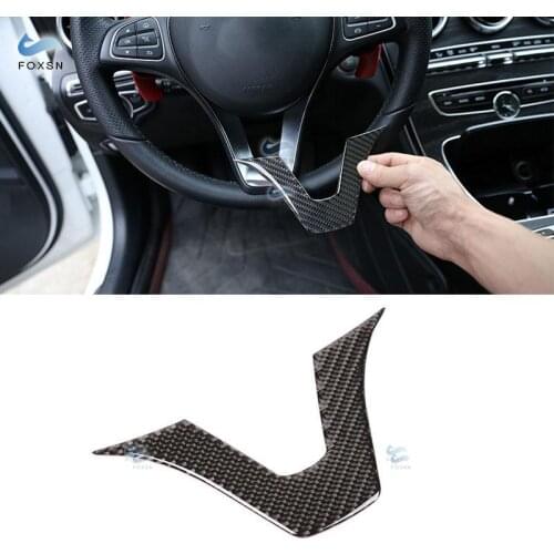 For Mercedes Benz C GLC Class W205 X253 2016 2017 2018 Car Carbon Fiber U Shape Steering Wheel Panel Cover Trim