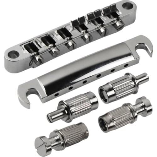 FLEOR Set of Electric Guitar Tune-O-Matic Bridge & Tailpiece Chrome for LP SG Style Guitar Parts