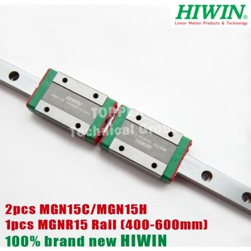 HIWIN MGN15C slide block with 400mm MGN15 linear motion guide rail for mini CNC parts MGN stainless steel set