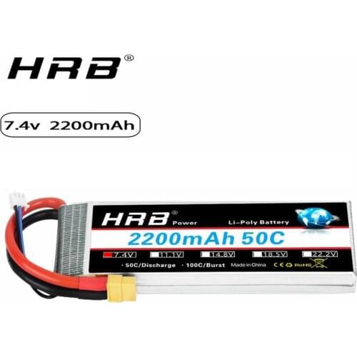 HRB 2S 7.4V 2200mah Lipo Battery 50C for RC Drone frame Remote Control FPV Quadcopter Boat Helicopter RC Car 1/16