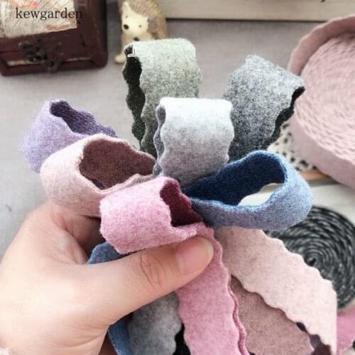 Kewgarden 1" 25mm Wavy Edge Wool Satin Ribbons DIY Bowknot Cotton Ribbon Handmade Tape Garment Accessories Riband 5meter