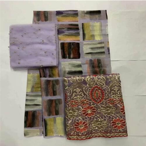 3 Piece Set 2021 Fashion High Quality 100%Cotton Embroidery Lace Fabric For Womens Dresses 2+5+2 Yards ! LXF3.3201