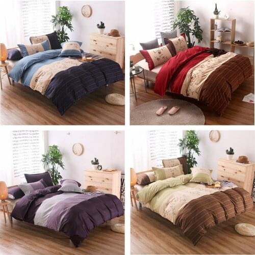 3pcs Bedding Set Polyester Cotton Stripe Flower Duvet Cover Bed Sheet Pillowcases Bedroom Textile Bed Linen Bed Set