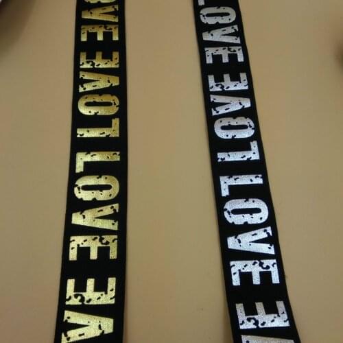 Free Shipping 40mm LOVE Letters Pattern Elastic Bands 5 Yards DIY Decor Skirt Dress Bag Belts Sewing Accessories