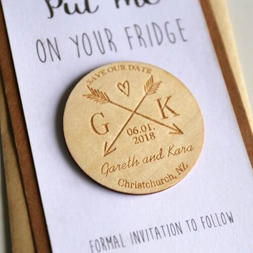 Arrow Save the Date Magnet, Custom Engraved Wooden Save the Date, Wedding gifts for guests,Rustic Wedding Favors, Wedding Inv