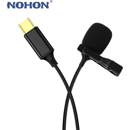 Mini 1.5m Lapel Clip-on Microphone Mic USB C Type-C Mic Condenser Audio Recording For Huawei Xiaomi Samsung Android Mobile Phone
