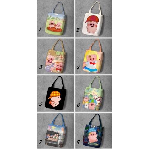 IVYYE McDull Fashion Anime Foldable Canvas Shopping Bag Casual Shoulder Bags Customized Tote Handbag Lady Girls New
