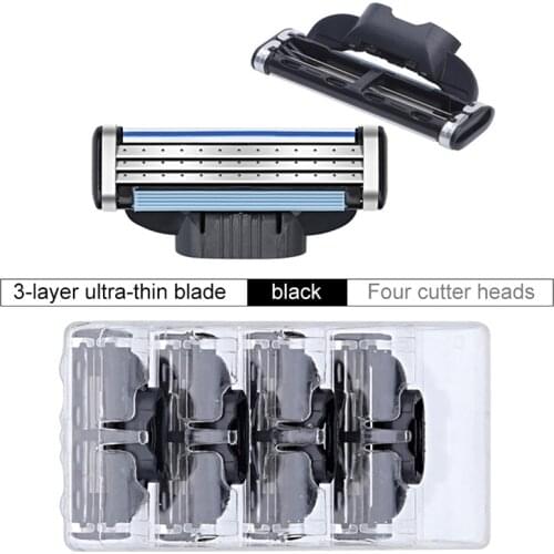 4PC Men Safety Razor Blades 3Layer Stainless Steel Safety Blades replacement head