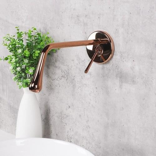 Wall mounted Basin Faucet hot and cold in-wall bathroom sink faucet basin mixer taps rose gold /black single lever crane