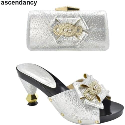 New Italian Shoes with Matching Bag Set Decorated with Appliques African Shoes and Bags Matching Set Elegant Italian Women Pumps