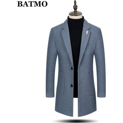 BATMO 2020 new arrival autumn&winter wool casual trench coat men,mens wool jackets,plus-size M-4XL M815