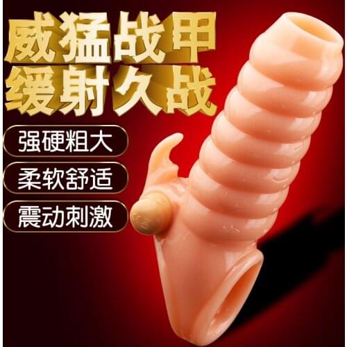 Wholesale Men Delay Lock Sperm Fine Condom Threaded Enhancer Ring Penis Extender Sleeve Erection Dick Cock Ring Sex Toys For Men