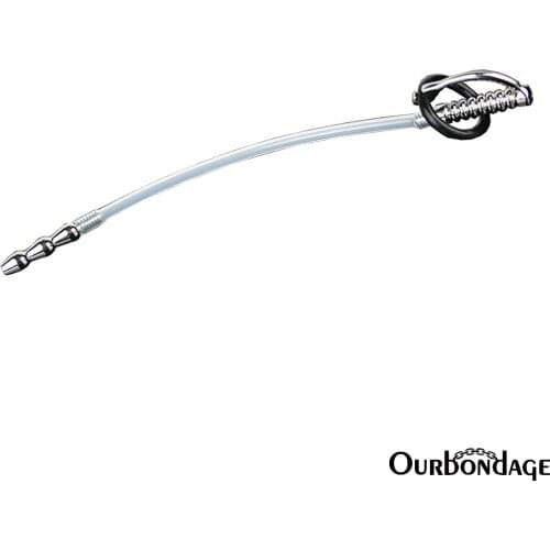 Ourbondage Stainless Steel Rubber Pipe Snake Shape Urethral Catheter Chastity Penis Insert Dilator Penis Sounds Sex Toy For Men
