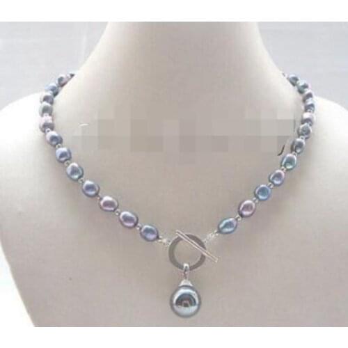 P7752 - 18" 8-9mm natural black baroque freshwater pearl necklace