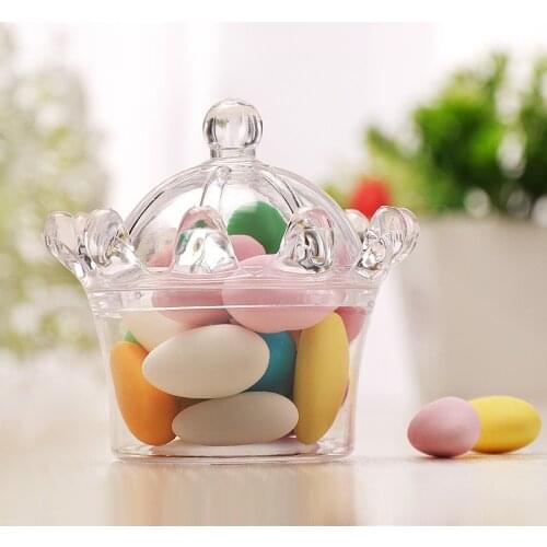 Crown shape plastic box color baby shower candy box,50pcs/lot