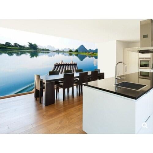 Custom natural scenery,Bamboo Rafting on Li River,3D photo mural for living room bedroom TV backdrop wall waterproof wallpaper