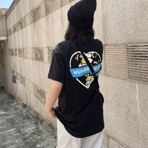 Humanmade Love map printing casual cotton round neck short sleeve Human Made Short Sleeve Tee Shirt