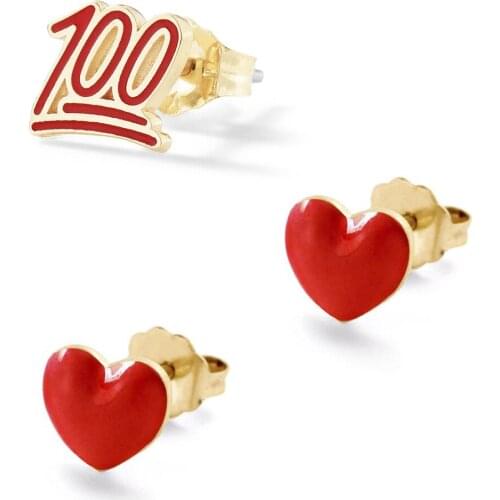 3 Pcs Alloy Drip Oil Heart Stud Earrings for Women Cute Mini Ear Stud Gothic Piercing Womens Earrings Set Fashion Jewelry 2020