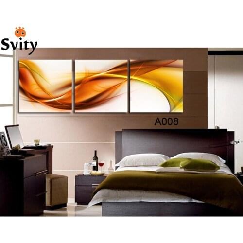 Modern Abstract Canvas Painting Modular Canvas Art Yellow Oil Picture Home Decor Wall Painting for Living Room 3 Pieces No frame