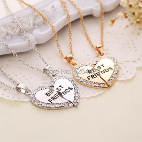 2015 Best Friend Series Wholesale 12sets/lot Fashion Alloy Rhinestone Necklace For Good Friends Gifts