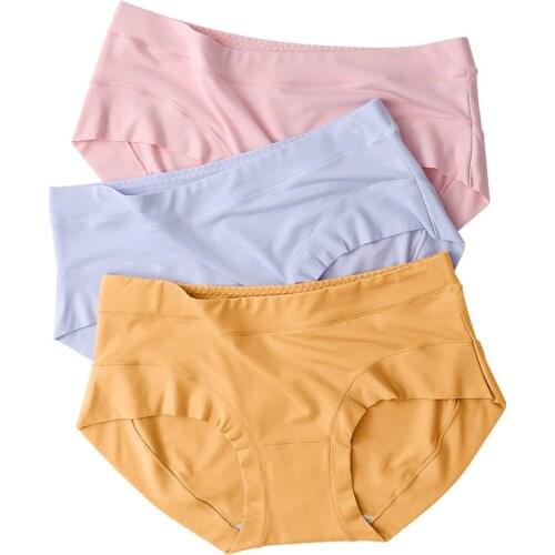Modal ladies underwear women cotton crotch antibacterial seamless Middle waist plus size breathable soft briefs underpants