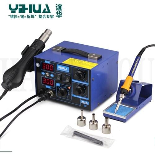 YIHUA 862D+ 800W Constant Temperature Antistatic Solder Station Soldering Iron + Hot Air Gun Welding Desoldering Repair