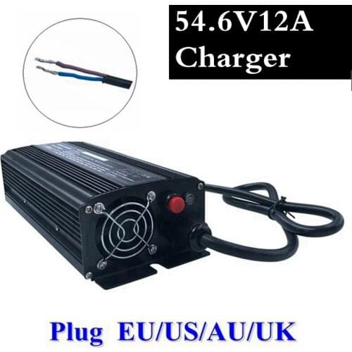 672W 54.6V 12A lithium battery charger for high quality 13S 48V lithium ion electric bike charger with strong heat dissipation