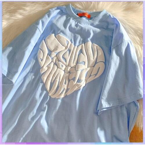 Women Short-sleeved T-shirt Summer 2021 Harajuku Korean Tee Shirt Graphic Cotton Tops Half-sleeved Couple Top Female T-shirts