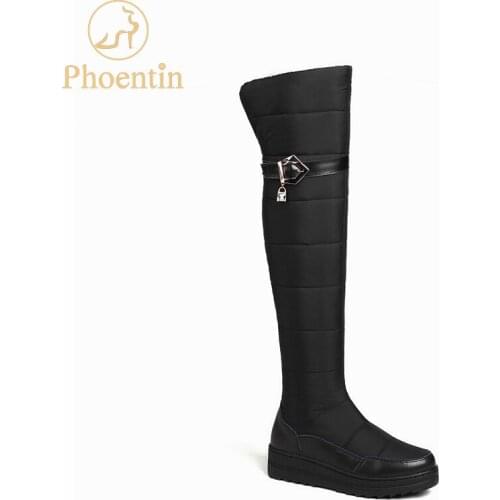 Phoentin thigh high snow boots women zipper black 2019 new Russia winter boots overknee platform warm ladies shoes buckle FT555