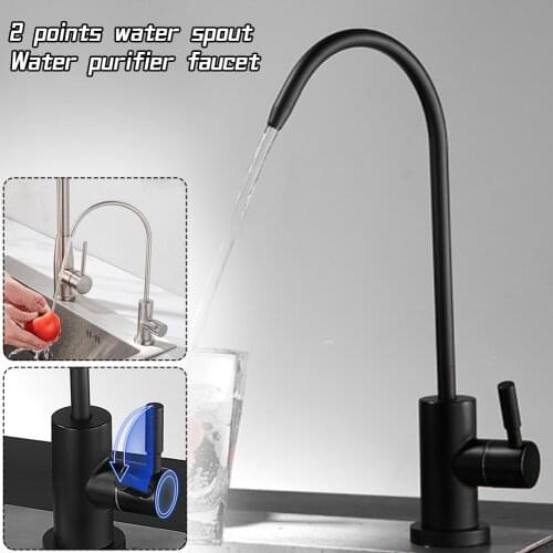 1/4" Purified Water Faucet Stainless Steel Reverse Osmosis RO Drinking Water Filter System Faucet 360 Degree Rotating Spout