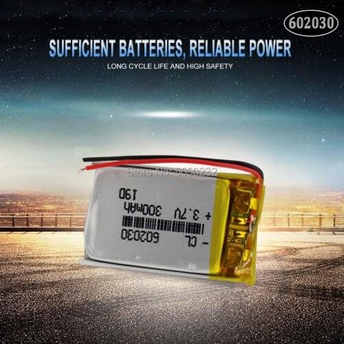 1pc 300mAh 3.7V 602030 li-lon polymer Rechargeable battery For Bluetooth Speaker MP3 MP4 Smart Watch wireless card Selfie stick