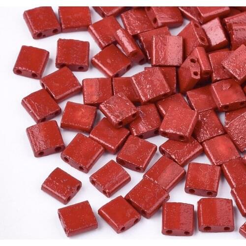 200PCS 2-Hole Baking Paint Glass Seed Beads Multi-Color Rectangle Beads for Necklace Bracelet DIY Jewelry Making Accessories