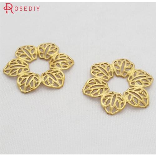 29448)20PCS 20MM Not plated color Brass Flower Decorative Spacers Diy Jewelry Findings Accessories Wholesale
