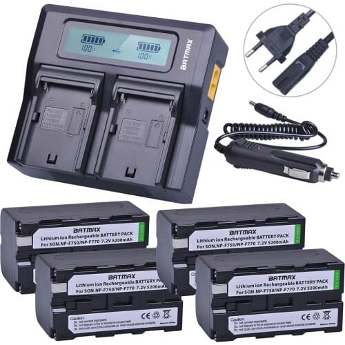 4Pcs NP-F750 NP-F770 NP F750 NP F770 Battery + Rapid LCD Charger for Sony CCD-TR917 CCD-TR940 CCD-TRV101 CCD-TRV215 CCD-TRV25