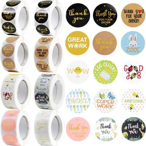 500pcs/Roll 2.5cm Thank You Stickers Seal Labels Gift Packaging Stickers Festival Birthday Party Gift Decorations Labels