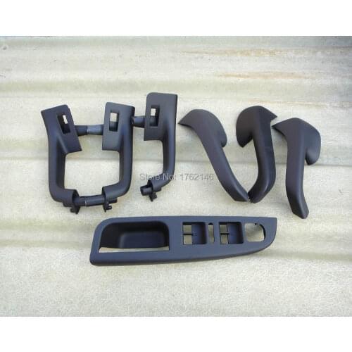 7PCS OEM Black Interior Door Grab Handle Cover Trim & Switch Bezel Case For VW GOLF JETTA MK5