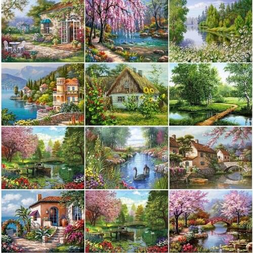 5D DIY Diamond Painting Scenery Full Square/Round Resin Mosaic Landscape Diamond Embroidery Picture Rhinestone Home Decor Gift