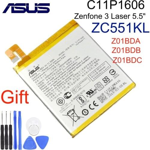 ASUS C11P1606 For Zenfone 3 Laser ZC551KL 5.5" Z01BDB Z01BDA Z01BD Z01BDC 2900/3000mAh Rechargeable Li-Polymer + Free tools