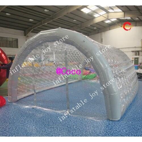 Free shipping to door, Outdoor clear pvc inflatable pool cover,durable custom made inflatable pool tent