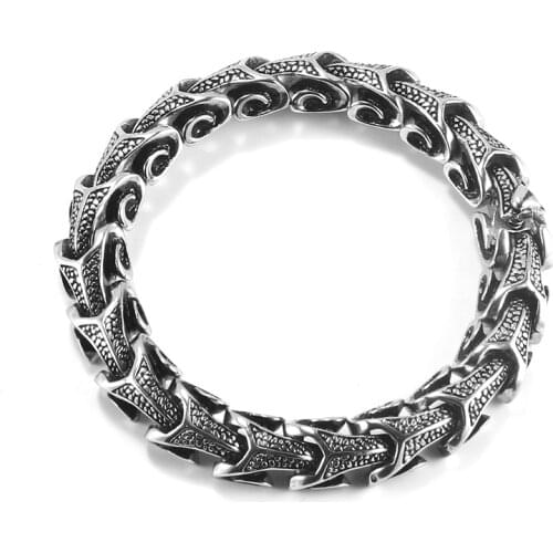 Punk Animal Dragon Shape Bracelet Bangle for Men Silver Color Chain Animal Head Buckle Party Bracelet Stainless Steel Jewelry