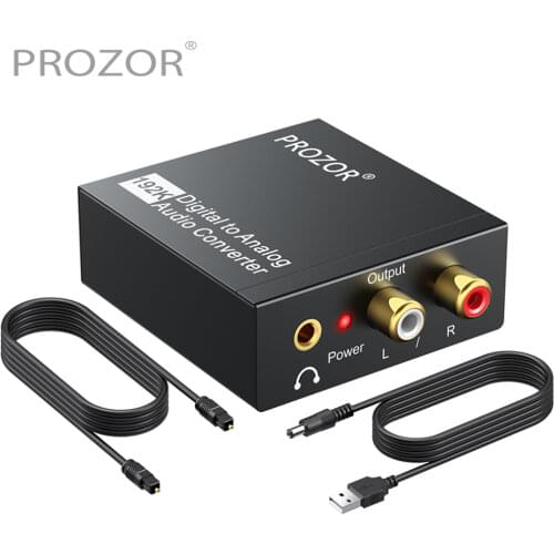 Prozor 192kHz DAC Converter Digital to Analog Audio Converter Coaxial Toslink to Analog Stereo L/R RCA 3.5mm Audio Adapter
