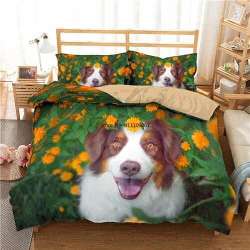 Home Textiles Animal Bedding Set 3D Border Collie Printed Duvet Cover Pillowcase Bedroom Bedspread Single Double Queen King Size