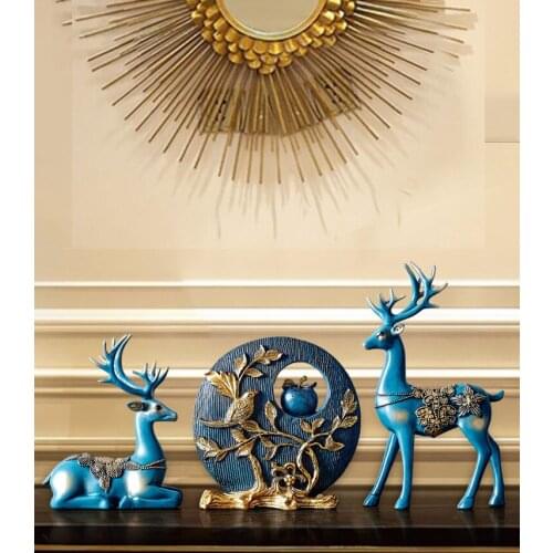 EUROPEAN RESIN LUCKY DEER ORNAMENTS CRAFTS HOME LIVINGROOM TABLE STATUE FIGURINES PORCH TV CABINET DECORATION ART WEDDING GIFTS