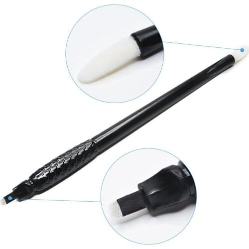 100pcs 0.15mm 18U Micro Blade Needles With Permanent Makeup Embroidery Ring Ink Cup Disposable Microblading Eyebrow Tattoo Pen