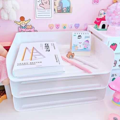 Office Supplies 3 Layers Simple Desk A4 Document File-Tray Rack File Shelf Frame Paper file Organizer Home Magazine tray