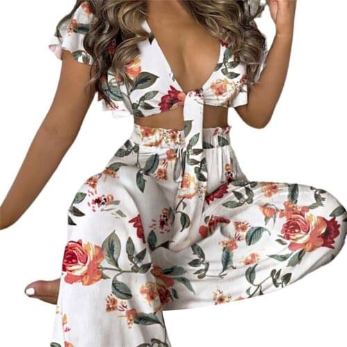 Fashion Outfit Sets Floral Print Skin-friendly Workout Supplies Vibrant Color Cotton Blend 2 Piece Boho Outfit Sets for Beach