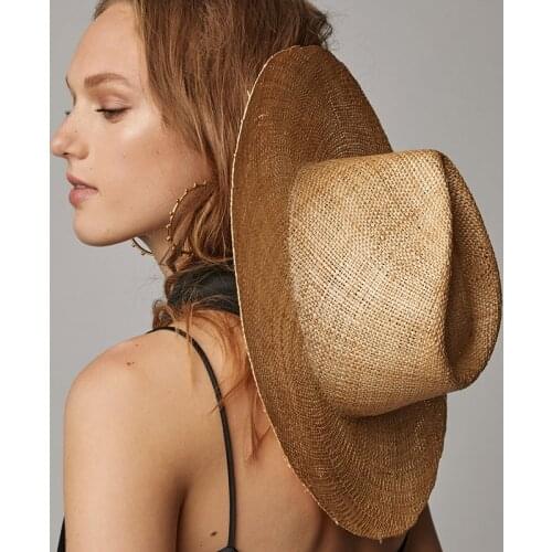 King wheat Straw Weave Summer Jazz Bandage Light Breathable Women Sun Hats Adult Travel Outdoor Fashion Casual Sunshade Hat